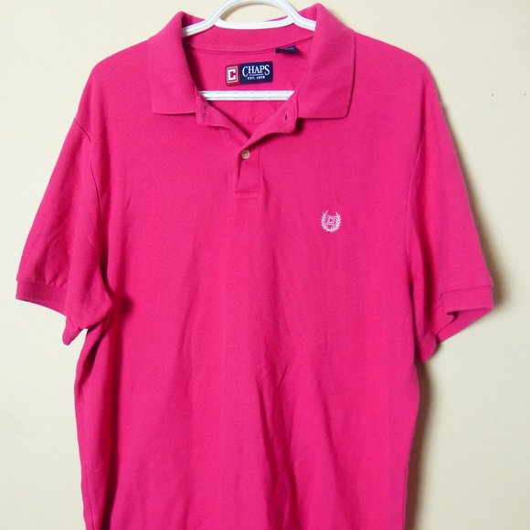CHAPS PINK MEN'S SHORT SLEEVE POLO GOLF SHIRT - LG - Picture 2 of 14